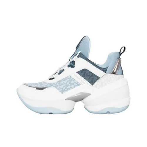 MICHAEL KORS OLYMPIA Low Топ Толстоподошвенные кроссовки 8 см Женские Белый Синий