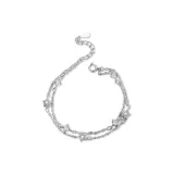 Двухслойный браслет с звездами - белый циркон