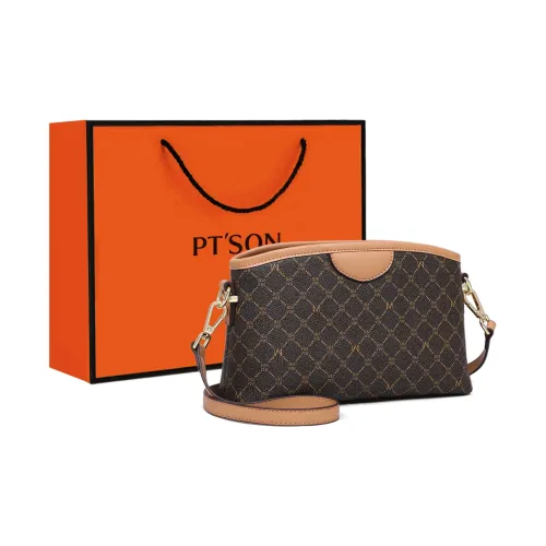 PT'SON Синтетическая кожа Подмышечная сумка через плечо Женская с узором "Ромб" Коричневый и Хаки