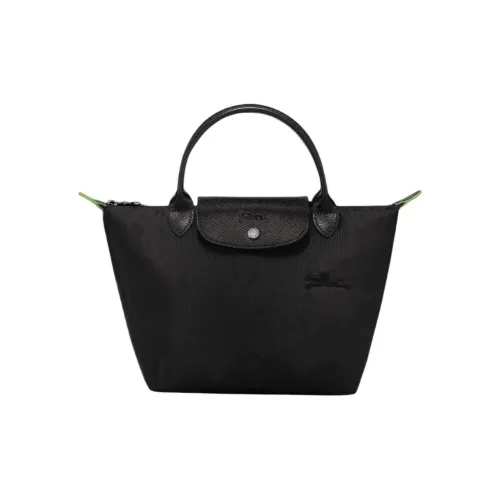 LONGCHAMP Le Pliage Green Переработанный Холст Пельмени Сумка Маленькая Женская Черная