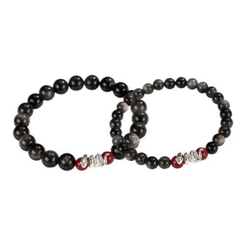 ASTAR HADES Серебряный SHEEN Обсидиан Браслеты Унисекс