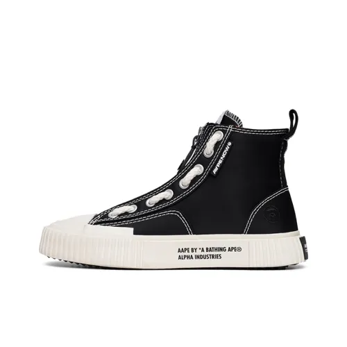 Совместный бренд Alpha Industries x Aape Износостойкие высокие кеды Мужские Черные