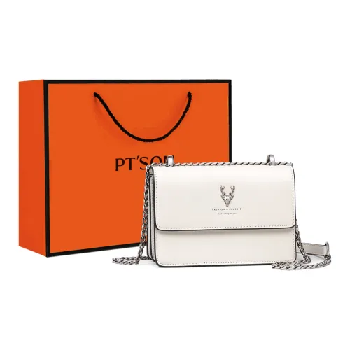 PT'SON Коровья кожа Маленькая квадратная сумка сумка с цепочкой сумка через плечо стандартная женская экрю черный