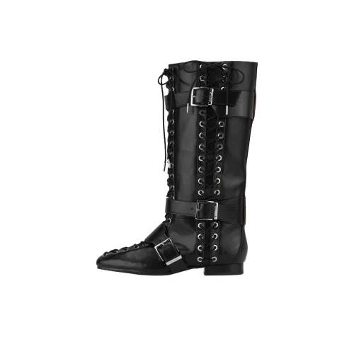 GANNI Женские высокие сапоги на колено черные