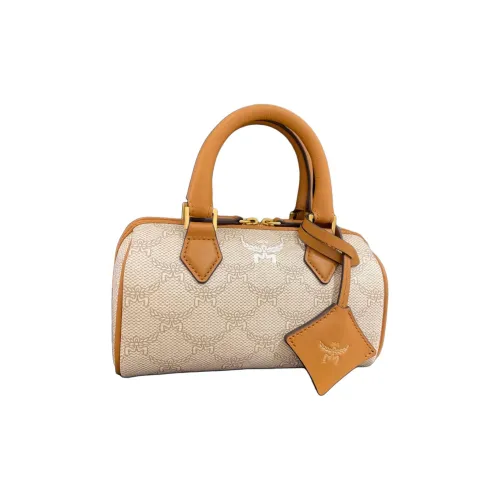 MCM Переплетенная буква холст одно плечо сумка бостонская сумка мини женская овсяный