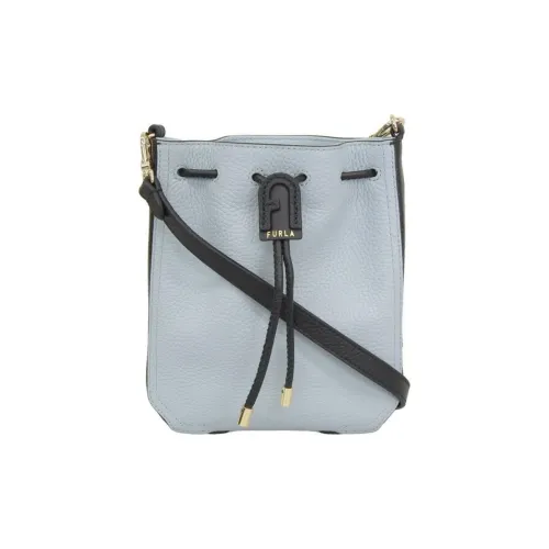 Furla Atena Кожа Сумка через плечо Сумка на плечо Мини Женская Светло-синяя и Темно-синяя