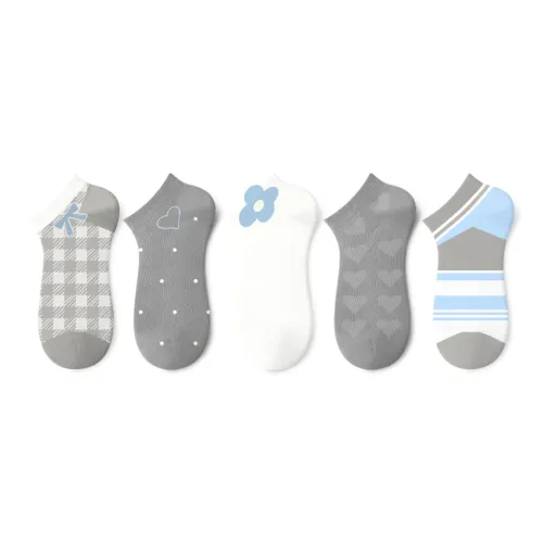 PRIMEET Низкие носки женские 5 пар цветочный клетчатый