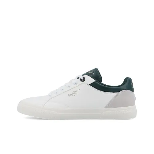 Pepe Jeans Амортизация Низкие Кроссовки для Скейтбординга Мужские Белые Зеленые