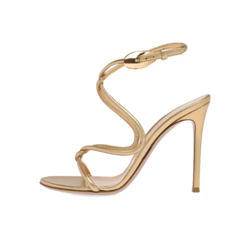 GIANVITO ROSSI Черная мамба one Ремень Сандалии 10,5 см Женские Золото