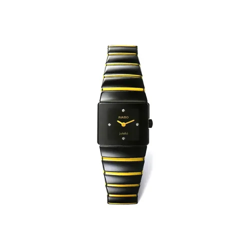 RADO Кварцевый механизм Женские часы Черный циферблат Керамические корпуса Керамический ремешок