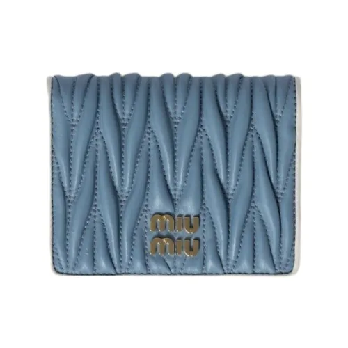 MIU MIU Sheepskin Wallet Women's Light Blue White MIU MIU Овчина Кошелек Женские Светло-Синий и Белый
