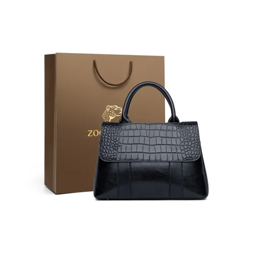 ZOOLER Сумка из крупнозернистой текстуры коровьей кожи элегантная через плечо среднего размера женская черная