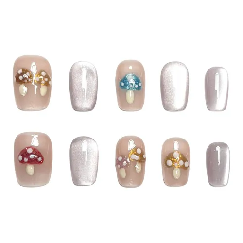 RUIJIN Cute Mushroom Осветляющий Премиум Feel False Nail Короткий Многоцветный Градиент