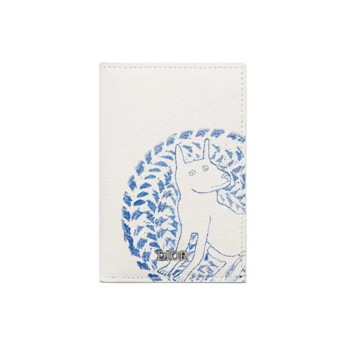 DIOR Коровья кожа Держатель для карт Унисекс Белый
