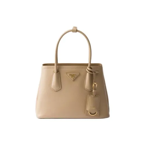 PRADA DoubleSaffiano Телячья кожа Одно плечо Сумка Маленькая Женская Песочно-бежевая
