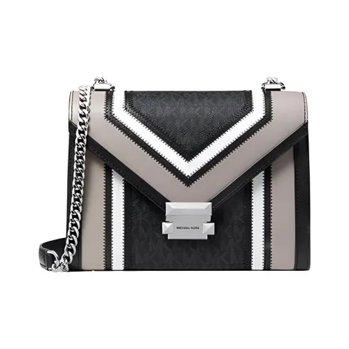 MICHAEL KORS MICHAEL KORS Luggage Collection Логотип Этикетка Сумки через плечо Большой Женские Черный Экрю Монограмма