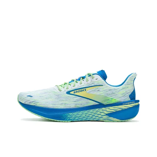 Brooks Slip-Resistant Abrasion-Resistant Low Top Training Racing Running Shoes Men's White Blue