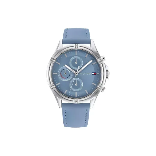 Tommy Hilfiger Women's Watch Кварцевый механизм Кожаный ремешок 38 мм Синий циферблат