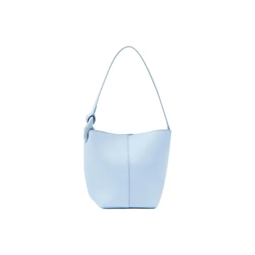 JW Anderson с рельефной текстурой телячья кожа ведрообразная сумка маленькая женская светло-синий