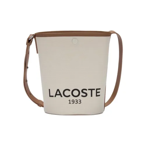 LACOSTE Сумка через плечо из смешанного материала средняя женская молочно-белая и коричневая