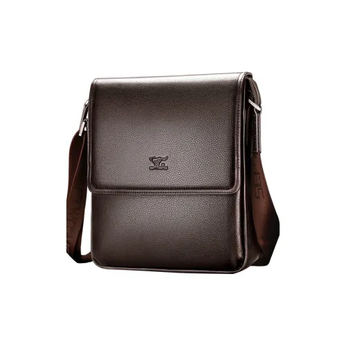 SEPTWOLVES Сумка через плечо из коровьей кожи большая мужская кофейного цвета