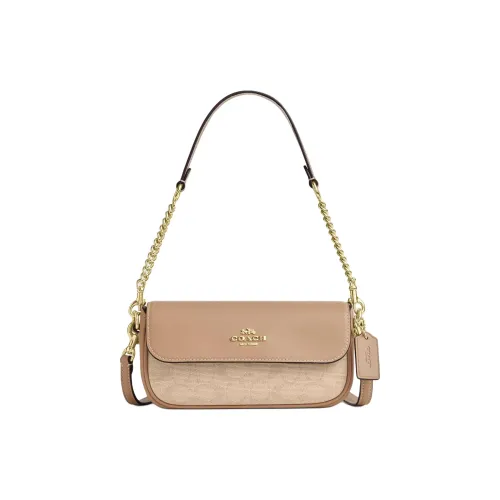 COACH Hailey Покрытый холст с кожаными вставками сумка через плечо маленькая женская натуральный и коричневый