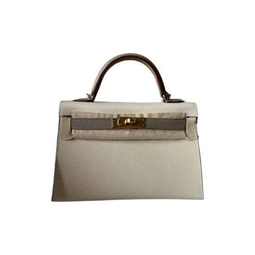 HERMES Mini Kelly 2nd Generation Эпсомская кожа Сумка Kelly Сумка Женская Milkshake Белый M8 Galaxy Серый