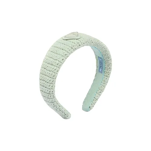 PRADA Straw Enamel Headbands Women's Aqua Green