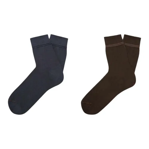 Ermenegildo Zegna 2 пачки синих + коричневых мужских носков до икры MID