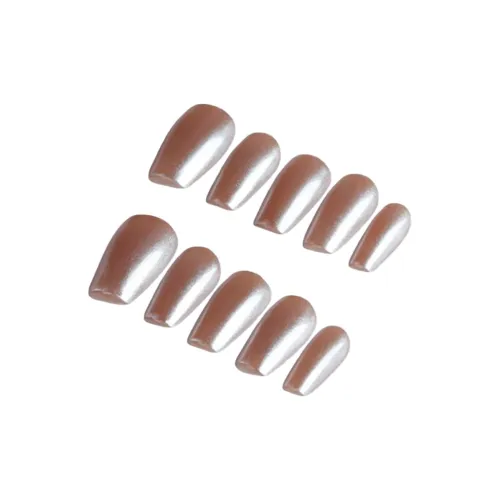 Fanze Glass Beads Cat Eye False Nail Средний LADDER Серебряный Однотонный 25мм