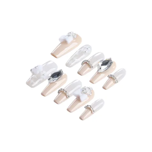 Fanze Готовый товар Интернет Famous PILE Ромб Кристальный False Nail MID Длина Белый Jump Цвет 30MM