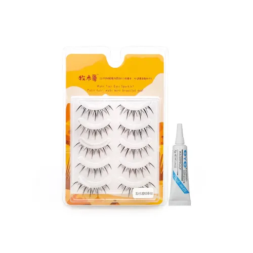 MUMUGE Ван-Пис Полная Длина Тайский Макияж Искусственные Веки Крест Стиль Укрепляющий Клей Стиль 5 Штук Упаковка