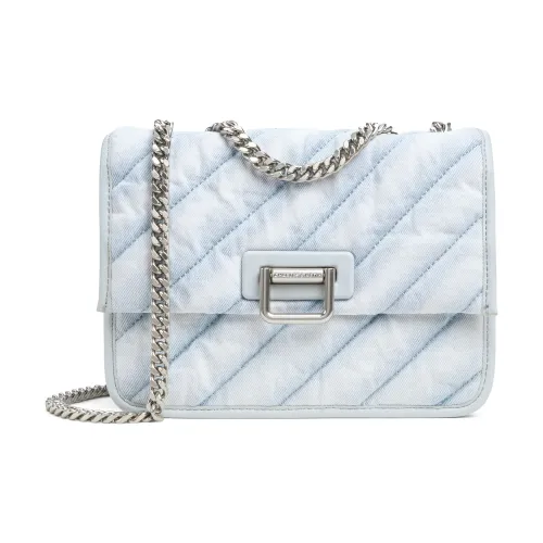 CHARLES KEITH ПУ (полиуретан) Текстильная смесь Сумка через плечо Маленькая Женская Светлый Выстиранный деним Светлый деним