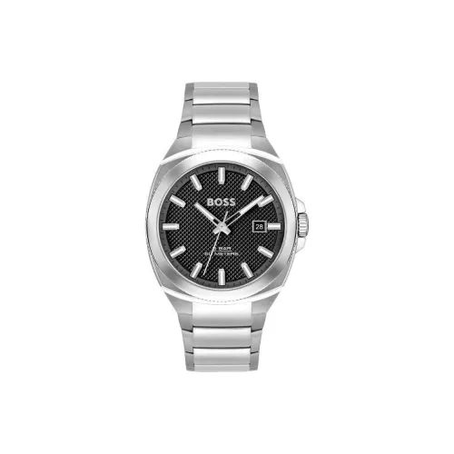 Hugo Boss Мужские часы Кварцевый механизм Ремешок из нержавеющей стали 41 мм Черный циферблат