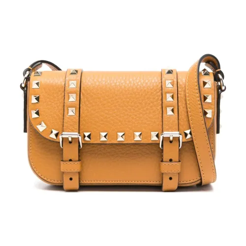 Valentino Rockstud Телячья кожа Сумка через плечо Мини Женская Карамельный Коричневый