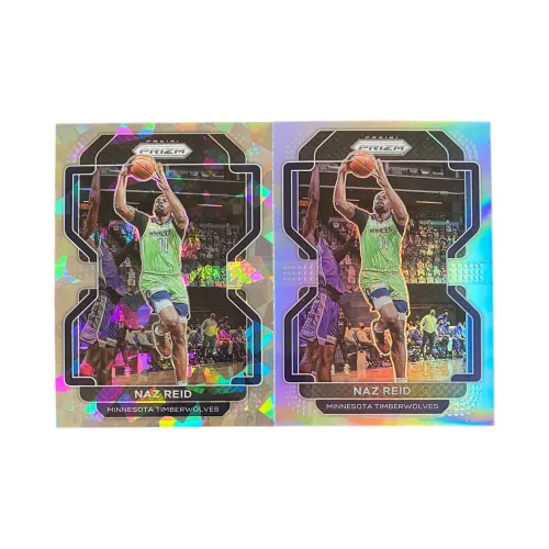 PANINI 2021 22 Timberwolves Naz Reid PRIZM Ice Break Серебряный Fold Спортивные Карты 2 шт