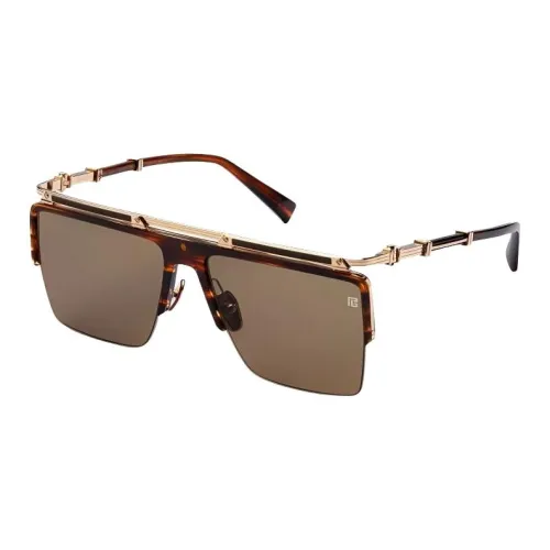 BALMAIN Титан Ацетат Квадратные Солнцезащитные очки Унисекс Коричневый