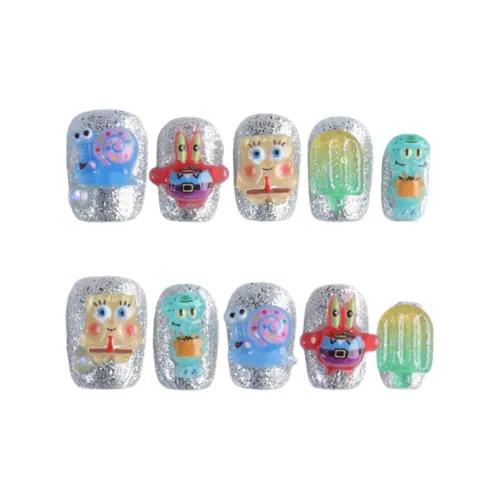 Fanze ICE CUBE Губка Брат Дофаминовая одежда False Nail Короткий LADDER Серебряный Smudge 20mm