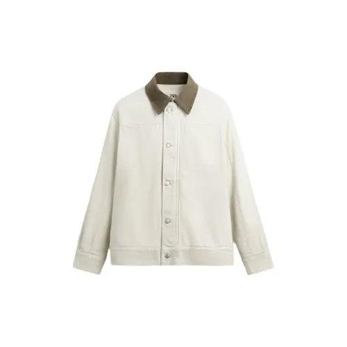 ZARA Морозный Белый Мужской Джинсовые Куртки