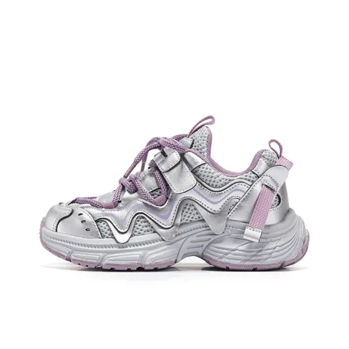 7 PE Амортизация Устойчивый к истиранию Увеличение высоты Низкие детские повседневные туфли Серебристо-серый Фиолетовый