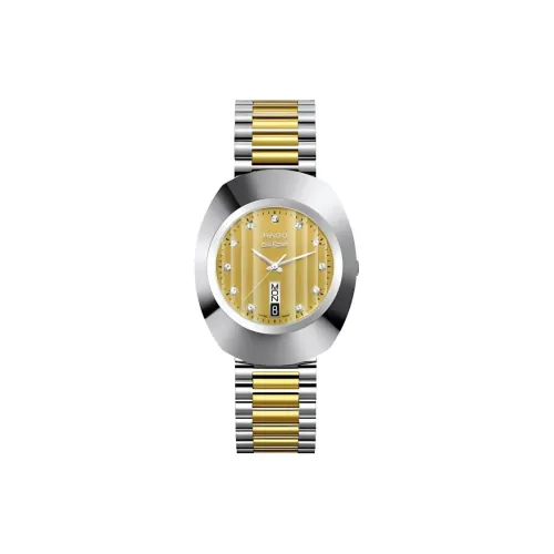 RADO Кварцевый механизм Мужские часы Diamond Star Founder Collection 35 мм Желтые