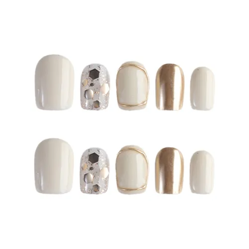 Fanze Винтаж Блестки False Nail Средний LADDER Молочно-белый Smudge 20 мм