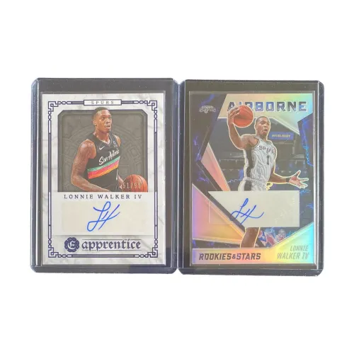 PANINI 2020 21 Spurs Lonnie Уокер IV Фирменный 51 99 EDITION Серебряный Сложенный ярлык Спортивные карты 2 шт