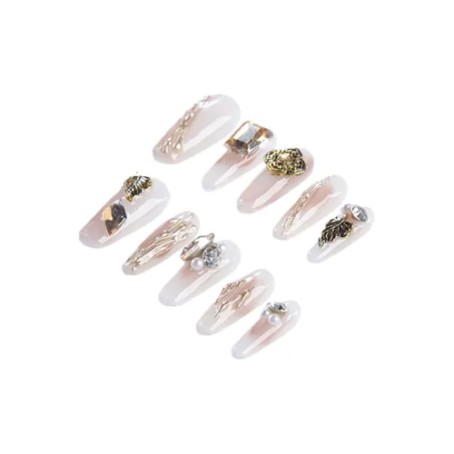 Fanze Кисточка Pearl Gilded Square Diamond Handcrafted False Nail Средний LADDER Nude Smudge 25mm