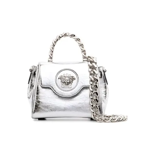 VERSACE La Medusa Телячья кожа Сумка через плечо Сумка Маленькая Women's Silver