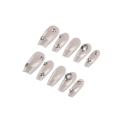 Fanze Кошачий глаз Сверкающий страз False Nail Средний LADDER Серебряный Smudge 25мм