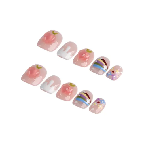 Fanze Радужный Медово-персиковый False Nail Короткий LADDER Светло-розовый Smudge 15mm