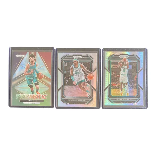 PANINI 2022 23 PRIZM Hornets THREE Мячи Washington Rozier Серебряный Fold Особенный Ticket Спортивные карты 3 шт