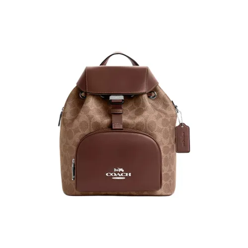 COACH Pace Покрытый холст Рюкзак Маленький Женский Коричневый