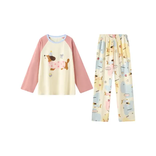 Gongdie Пижамный комплект женский розовый абрикосовый